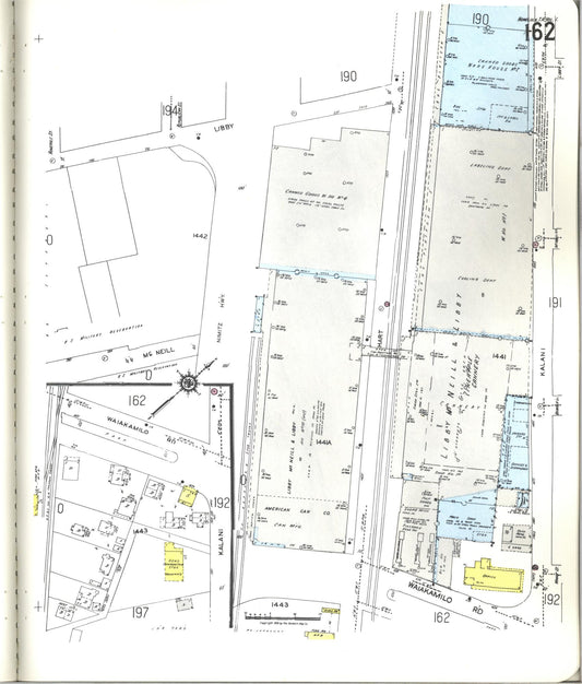 Sanborn Fire Insurance Map from Honolulu, Oahu County, Hawaii (1955), Sheet #0162 - Historic Sanborn Fire Insurance Map Print, vintage old map wall art