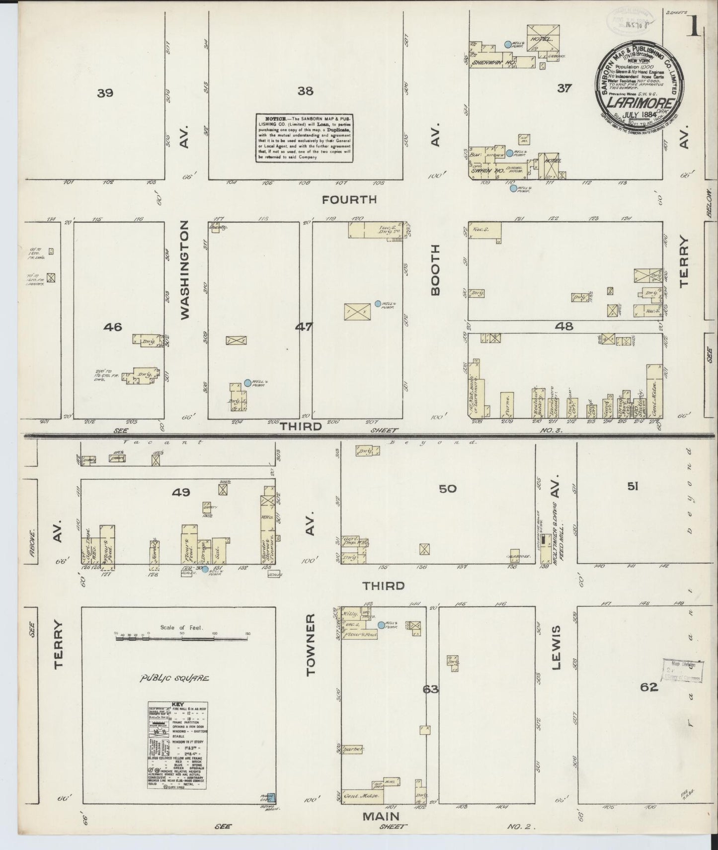 Sanborn Fire Insurance Map from Larimore, Grand Forks County, North Dakota. (1884) – Historic Sanborn Fire Insurance Map Print