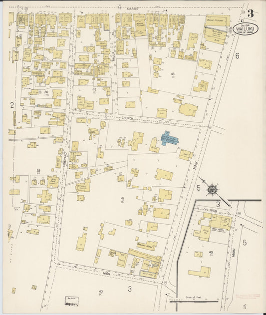 Sanborn Fire Insurance Map from Wailuku, Maui County, Hawaii (1914), Sheet #0003 - Historic Sanborn Fire Insurance Map Print, vintage old map wall art, antique decor, genealogy gift, Hawaii Hawaii map