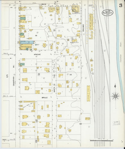 Sanborn Fire Insurance Map from Purcell, McClain County, Oklahoma (1904), Sheet #0003 - Complete Map Set gallery image, historic Sanborn map, vintage wall art, Oklahoma Oklahoma