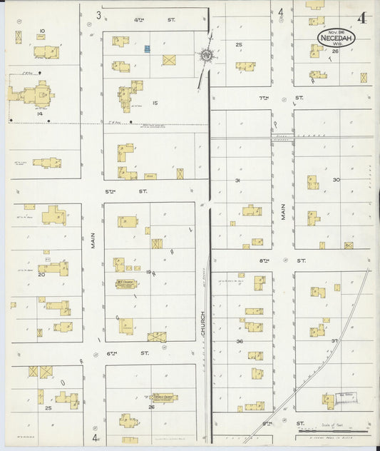 Sanborn Fire Insurance Map from Necedah, Juneau County, Wisconsin (1916), Sheet #0004 - Historic Sanborn Fire Insurance Map Print, vintage old map wall art, antique decor, genealogy gift, Wisconsin Wisconsin map