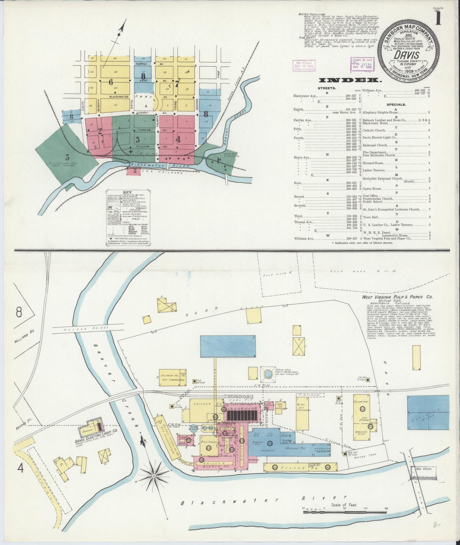 Sanborn Fire Insurance Map from Davis, Tucker County, West Virginia. (1909) – Historic Sanborn Fire Insurance Map Print