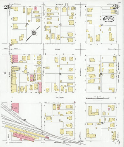 Sanborn Fire Insurance Map from Decatur, Morgan County, Alabama (1927), Sheet #0021 - Complete Map Set gallery image, historic Sanborn map, vintage wall art, Alabama Alabama