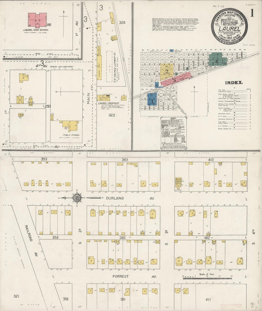 Sanborn Fire Insurance Map from Laurel, Yellowstone County, Montana (1912), Sheet #0001 - Complete Map Set gallery image, historic Sanborn map, vintage wall art, Montana Montana