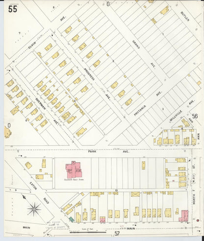 Sanborn Fire Insurance Map from Hamilton, Butler County, Ohio (1899), Sheet #0055 - Historic Sanborn Fire Insurance Map Print, vintage old map wall art, antique decor, genealogy gift, Ohio Ohio map