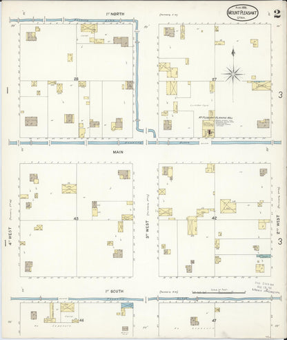 Sanborn Fire Insurance Map from Mount Pleasant, Sanpete County, Utah (1896), Sheet #0002 - Complete Map Set gallery image, historic Sanborn map, vintage wall art, Utah Utah