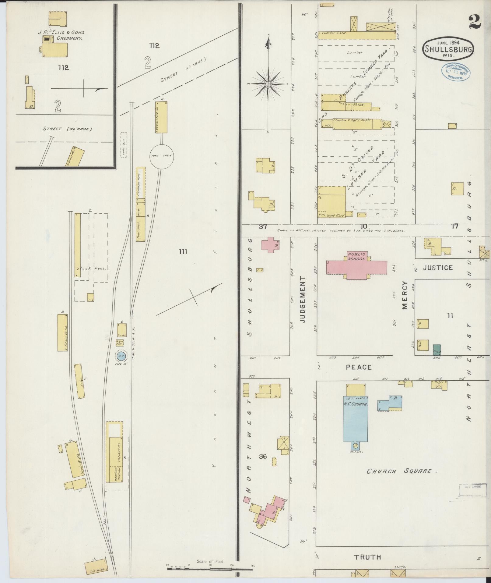 Sanborn Fire Insurance Map from Shullsburg, Lafayette County, Wisconsin (1894), Sheet #0002 - Complete Map Set gallery image, historic Sanborn map, vintage wall art, Wisconsin Wisconsin