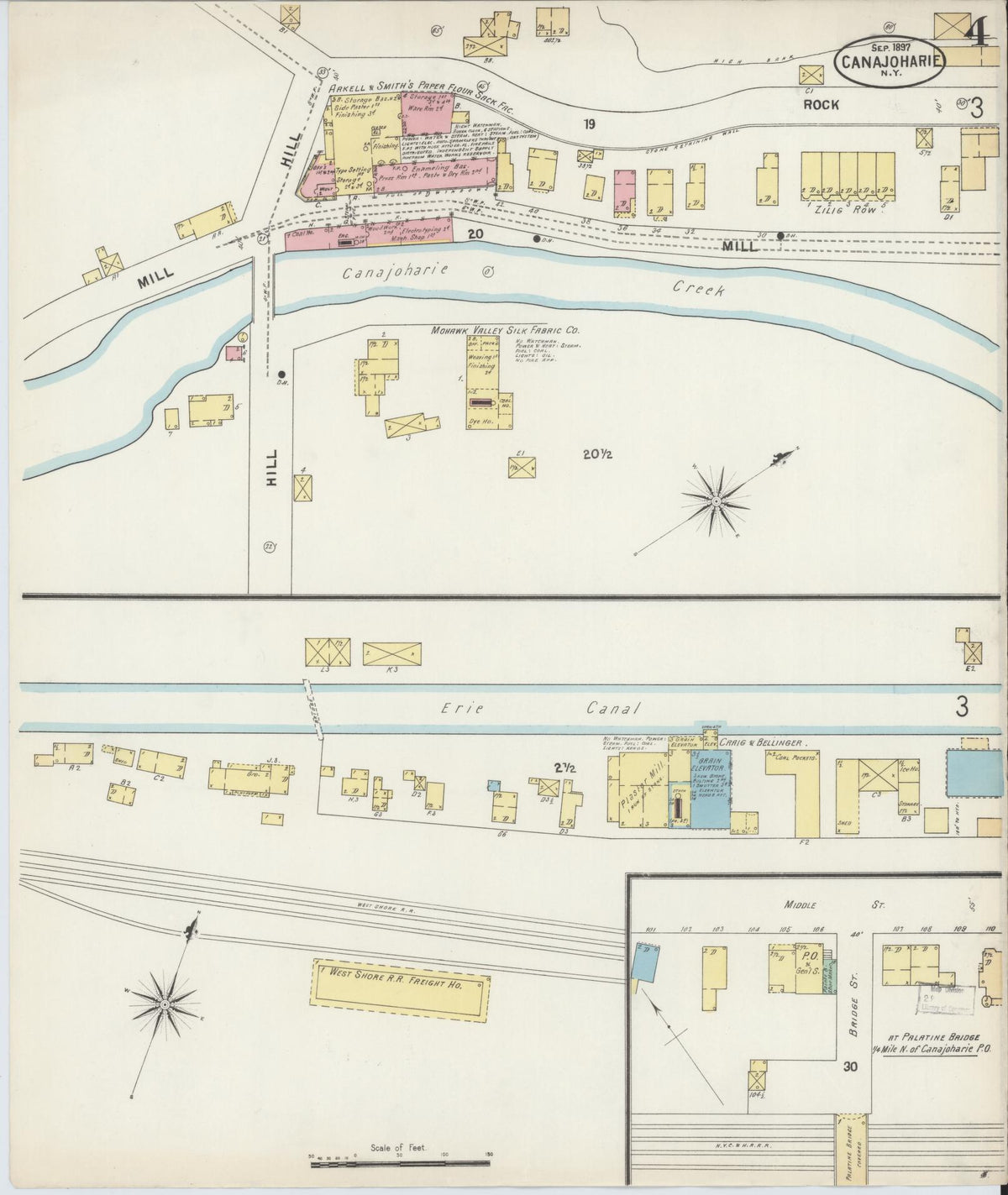 Sanborn Fire Insurance Map from Canajoharie, Montgomery County, New York (1897), Sheet #0004 - Complete Map Set gallery image, historic Sanborn map, vintage wall art, New York New York
