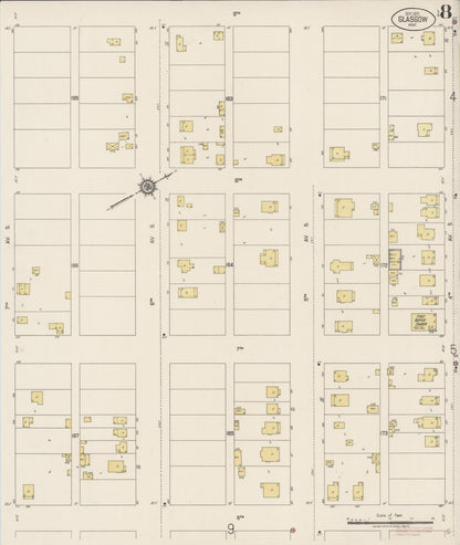 Sanborn Fire Insurance Map from Glasgow, Valley County, Montana (1920), Sheet #0008 - Complete Map Set gallery image, historic Sanborn map, vintage wall art, Montana Montana