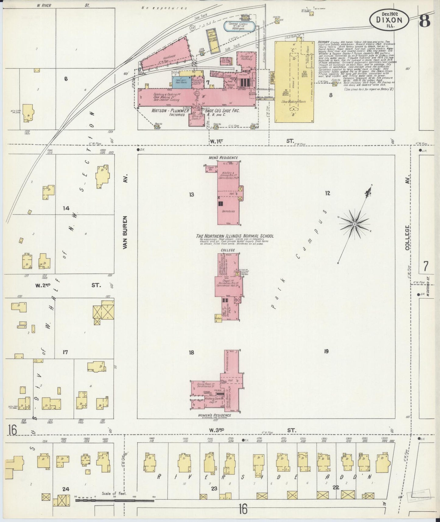 Sanborn Fire Insurance Map from Dixon, Lee County, Illinois (1902), Sheet #0008 - Historic Sanborn Fire Insurance Map Print, vintage old map wall art, antique decor, genealogy gift, Illinois Illinois map