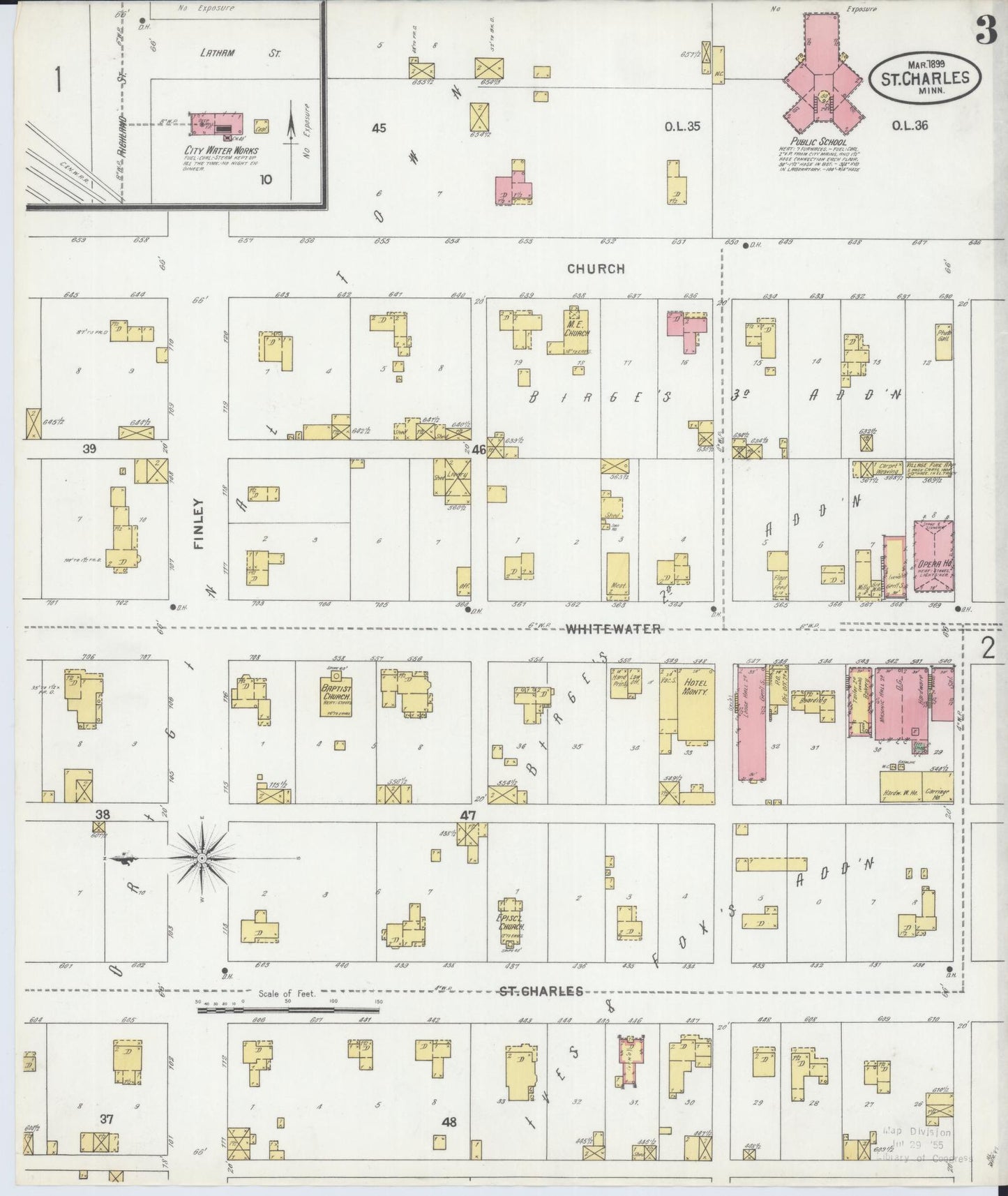 Sanborn Fire Insurance Map from Saint Charles, Winona County, Minnesota (1899), Sheet #0003 - Historic Sanborn Fire Insurance Map Print, vintage old map wall art, antique decor, genealogy gift, Minnesota Minnesota map
