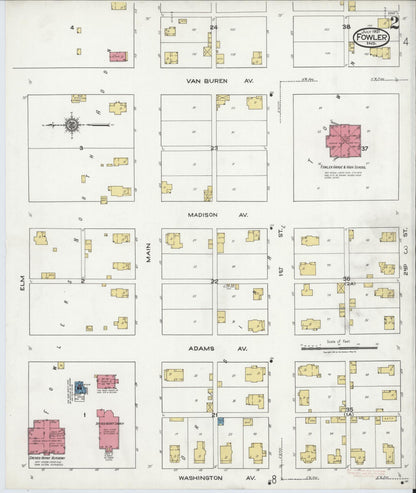 Sanborn Fire Insurance Map from Fowler, Benton County, Indiana (1921), Sheet #0002 - Complete Map Set gallery image, historic Sanborn map, vintage wall art, Indiana Indiana