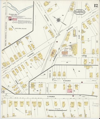 Sanborn Fire Insurance Map from Moorestown, Burlington County, New Jersey (1911), Sheet #0012 - Complete Map Set gallery image, historic Sanborn map, vintage wall art, New Jersey New Jersey