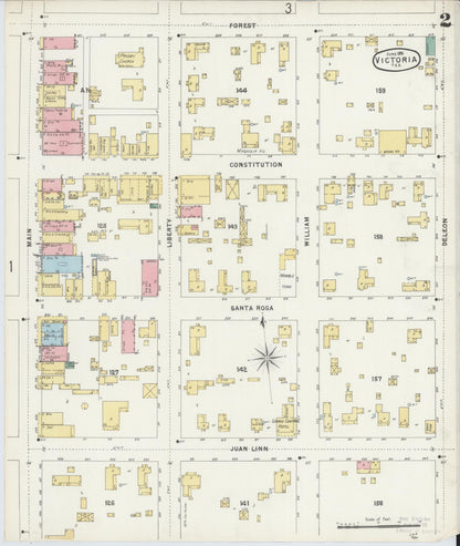 Sanborn Fire Insurance Map from Victoria, Victoria County, Texas (1896), Sheet #0002 - Complete Map Set gallery image, historic Sanborn map, vintage wall art, Texas Texas