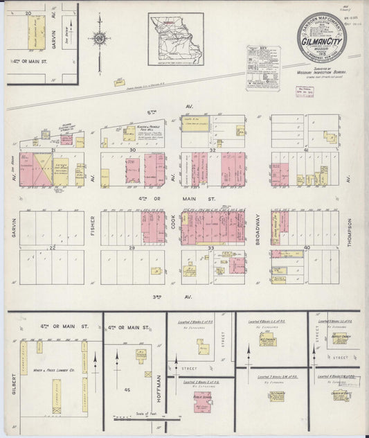 Sanborn Fire Insurance Map from Gilman City, Harrison County, Missouri (1915), Sheet #0001 - Historic Sanborn Fire Insurance Map Print, vintage old map wall art, antique decor, genealogy gift, Missouri Missouri map