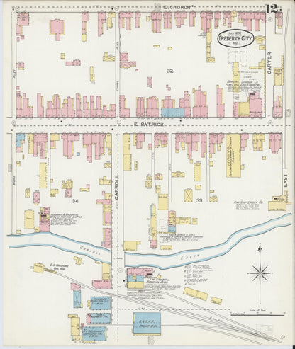 Sanborn Fire Insurance Map from Frederick, Frederick County, Maryland (1892), Sheet #0012 - Complete Map Set gallery image, historic Sanborn map, vintage wall art, Maryland Maryland