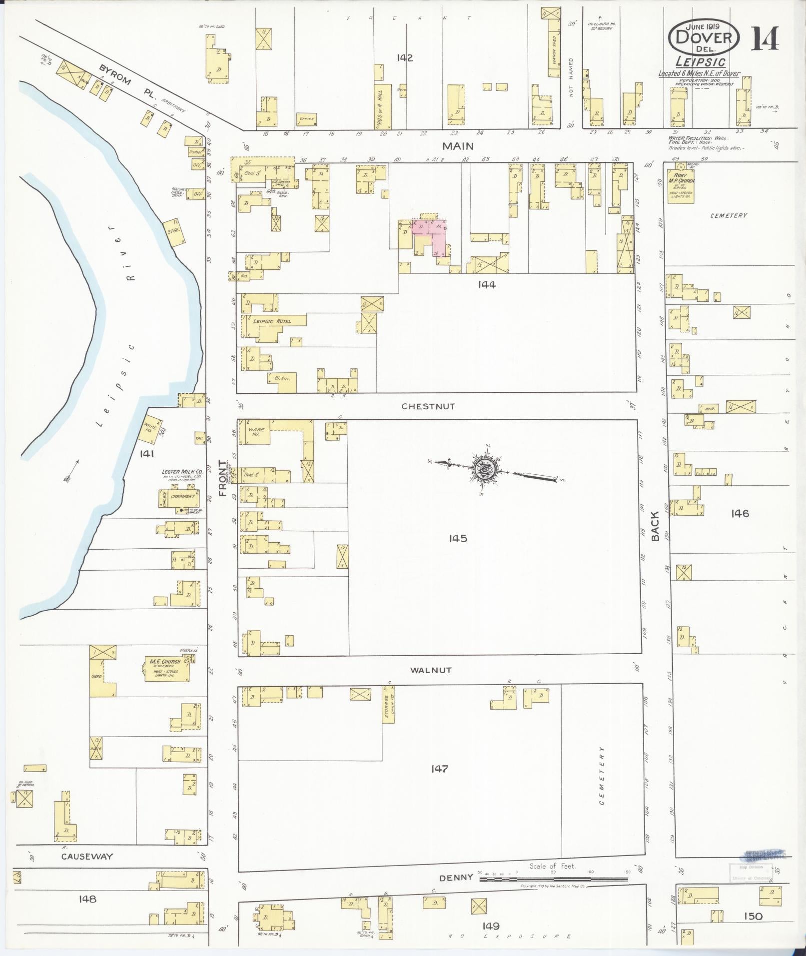 Sanborn Fire Insurance Map from Dover, Kent County, Delaware (1919), Sheet #0014 - Historic Sanborn Fire Insurance Map Print, vintage old map wall art, antique decor, genealogy gift, Delaware Delaware map