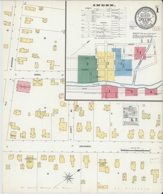 Sanborn Fire Insurance Map from Greene, Chenango County, New York (1903), Sheet #0001 - Historic Sanborn Fire Insurance Map Print, vintage old map wall art, antique decor, genealogy gift, New York New York map