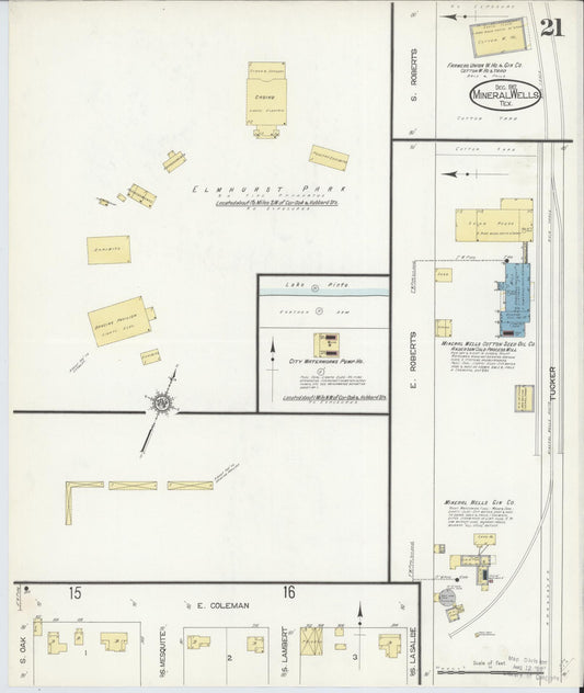 Sanborn Fire Insurance Map from Mineral Wells, Palo Pinto County, Texas (1912), Sheet #0021 - Historic Sanborn Fire Insurance Map Print, vintage old map wall art, antique decor, genealogy gift, Texas Texas map