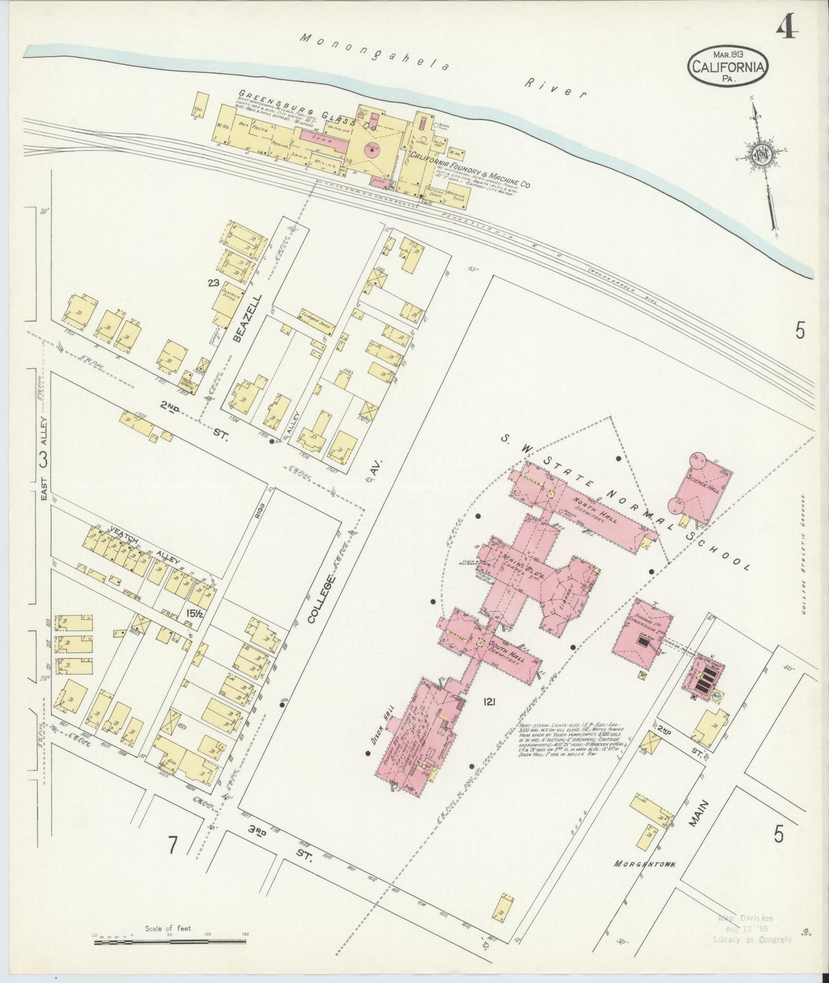 Sanborn Fire Insurance Map from California, Washington County, Pennsylvania (1913), Sheet #0004 - Complete Map Set gallery image, historic Sanborn map, vintage wall art, Pennsylvania Pennsylvania