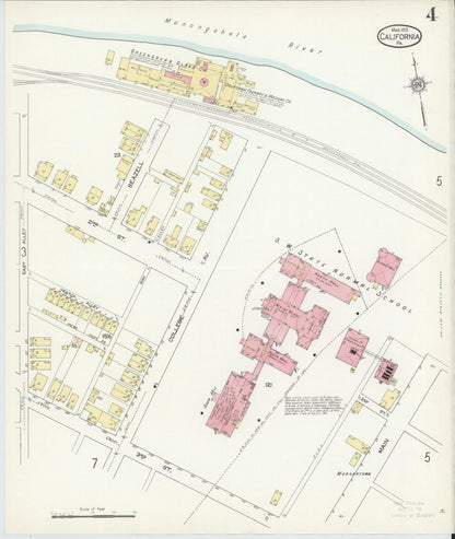 Sanborn Fire Insurance Map from California, Washington County, Pennsylvania (1913), Sheet #0004 - Complete Map Set gallery image, historic Sanborn map, vintage wall art, Pennsylvania Pennsylvania