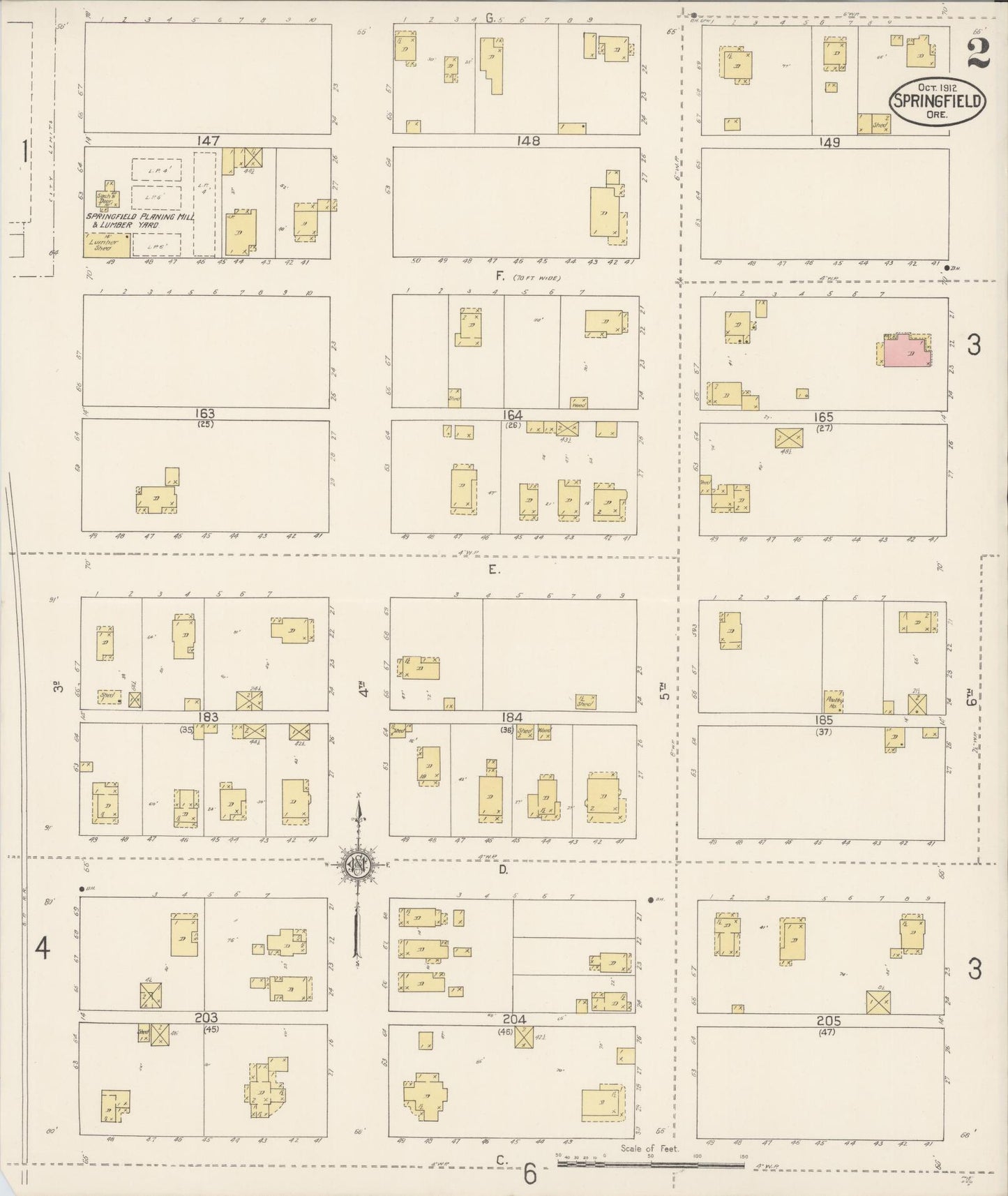 Sanborn Fire Insurance Map from Springfield, Lane County, Oregon (1912), Sheet #0002 - Historic Sanborn Fire Insurance Map Print, vintage old map wall art, antique decor, genealogy gift, Oregon Oregon map
