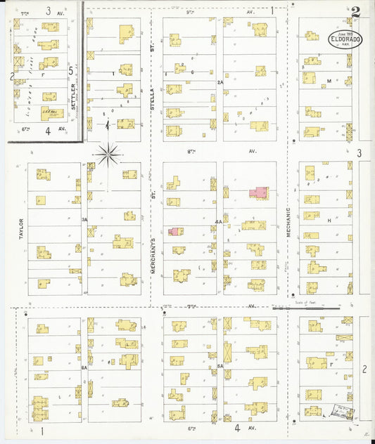Sanborn Fire Insurance Map from El Dorado, Butler County, Kansas (1905), Sheet #0002 - Historic Sanborn Fire Insurance Map Print, vintage old map wall art, antique decor, genealogy gift, Kansas Kansas map