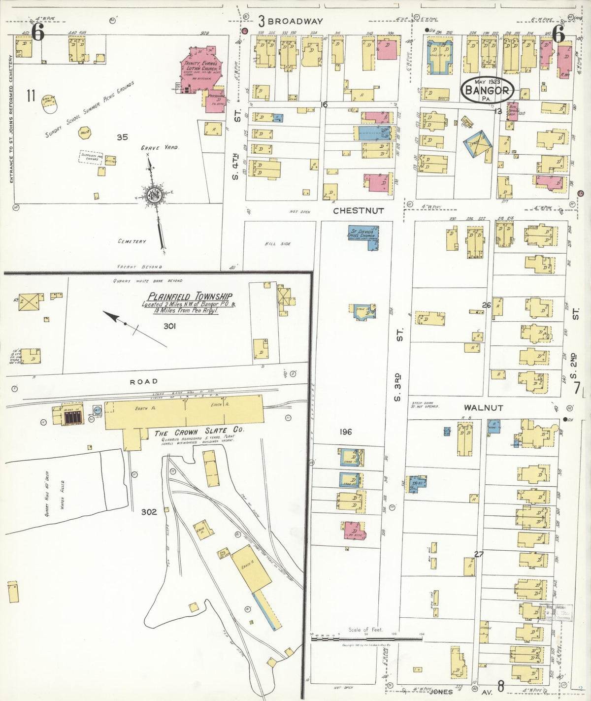 Sanborn Fire Insurance Map from Bangor, Northampton County, Pennsylvania (1923), Sheet #0006 - Complete Map Set gallery image, historic Sanborn map, vintage wall art, Pennsylvania Pennsylvania