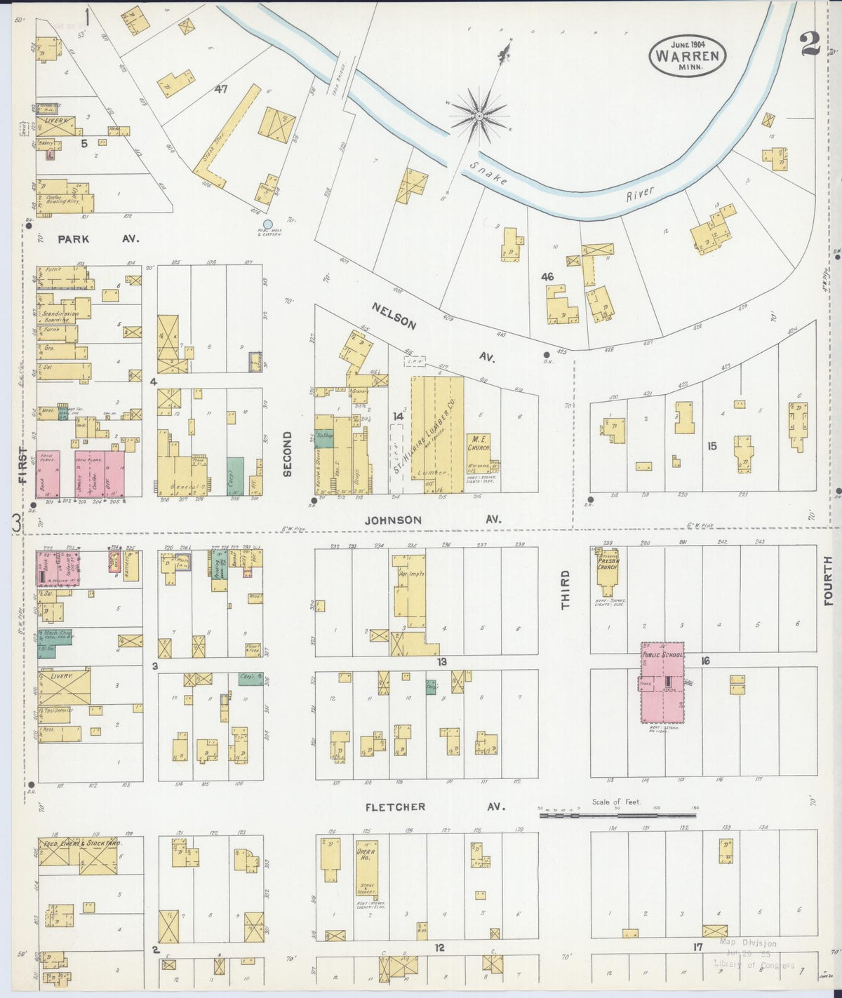 Sanborn Fire Insurance Map from Warren, Marshall County, Minnesota (1904), Sheet #0002 - Historic Sanborn Fire Insurance Map Print, vintage old map wall art, antique decor, genealogy gift, Minnesota Minnesota map
