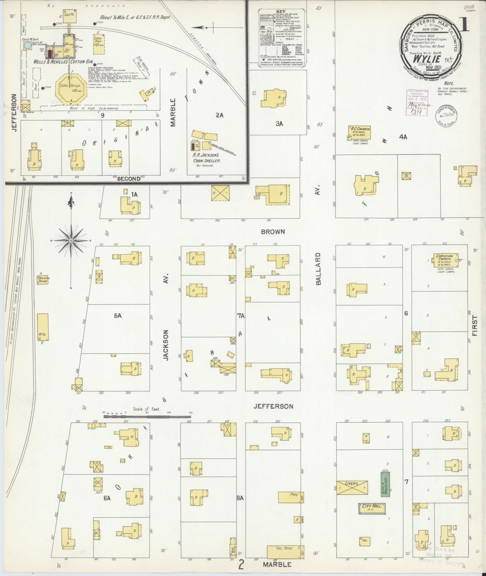 Sanborn Fire Insurance Map from Wolfe City, Hunt County, Texas. (1901) – Historic Sanborn Fire Insurance Map Print