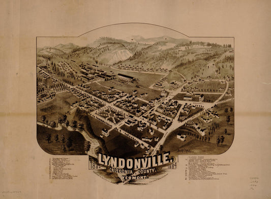 Lyndonville, Caledonia County, Vermont, 1884. (1884) – Historic Bird’s-Eye View Panorama Print