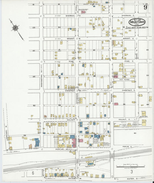 Sanborn Fire Insurance Map from Mount Union, Huntingdon County, Pennsylvania (1919), Sheet #0009 - Historic Sanborn Fire Insurance Map Print, vintage old map wall art, antique decor, genealogy gift, Pennsylvania Pennsylvania map