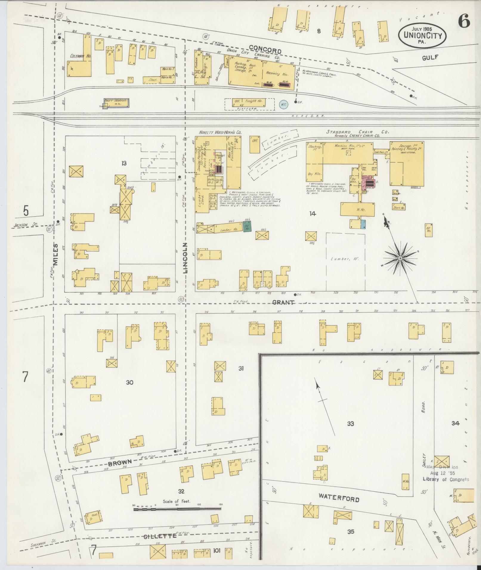 Sanborn Fire Insurance Map from Union City, Erie County, Pennsylvania (1905), Sheet #0006 - Complete Map Set gallery image, historic Sanborn map, vintage wall art, Pennsylvania Pennsylvania
