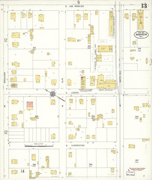 Sanborn Fire Insurance Map from Anaheim, Orange County, California (1911), Sheet #0013 - Historic Sanborn Fire Insurance Map Print, vintage old map wall art, antique decor, genealogy gift, California California map