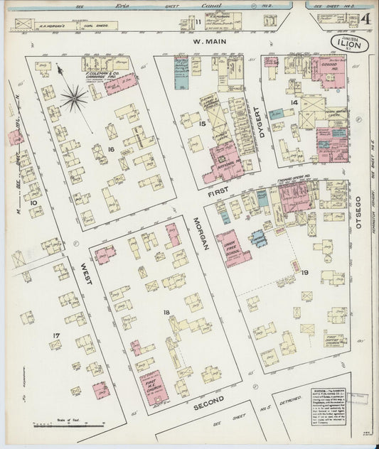 Sanborn Fire Insurance Map from Ilion, Herkimer County, New York (1884), Sheet #0004 - Historic Sanborn Fire Insurance Map Print, vintage old map wall art, antique decor, genealogy gift, New York New York map
