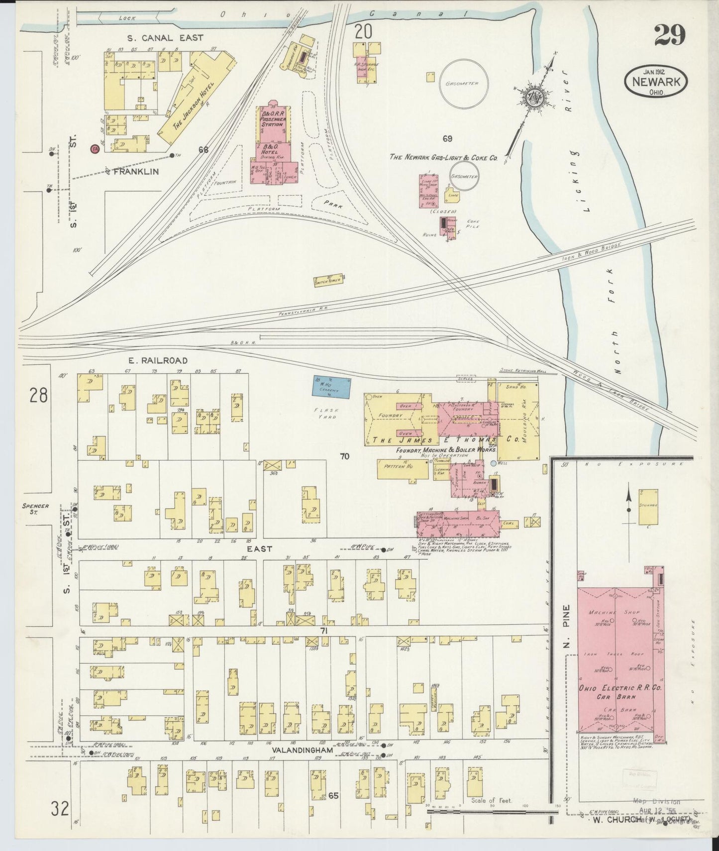 Sanborn Fire Insurance Map from Newark, Licking County, Ohio (1912), Sheet #0029 - Complete Map Set gallery image, historic Sanborn map, vintage wall art, Ohio Ohio