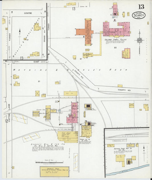 Sanborn Fire Insurance Map from Searcy, White County, Arkansas (1919), Sheet #0013 - Historic Sanborn Fire Insurance Map Print, vintage old map wall art, antique decor, genealogy gift, Arkansas Arkansas map