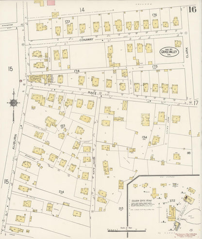 Sanborn Fire Insurance Map from Grass Valley, Nevada County, California (1912), Sheet #0016 - Complete Map Set gallery image, historic Sanborn map, vintage wall art, California California