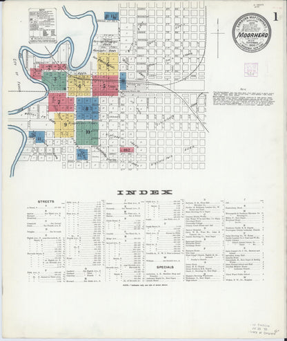 Sanborn Fire Insurance Map from Moorhead, Clay County, Minnesota (1906), Sheet #0001 - Complete Map Set gallery image, historic Sanborn map, vintage wall art, Minnesota Minnesota