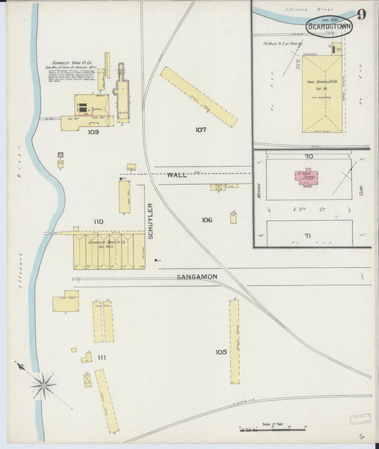 Sanborn Fire Insurance Map from Beardstown, Cass County, Illinois (1894), Sheet #0009 - Historic Sanborn Fire Insurance Map Print, vintage old map wall art, antique decor, genealogy gift, Illinois Illinois map