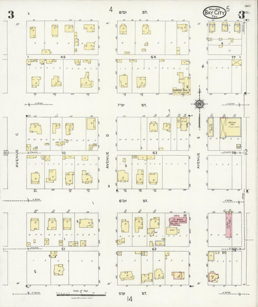 Sanborn Fire Insurance Map from Bay City, Matagorda County, Texas (1926), Sheet #0003 - Historic Sanborn Fire Insurance Map Print, vintage old map wall art, antique decor, genealogy gift, Texas Texas map