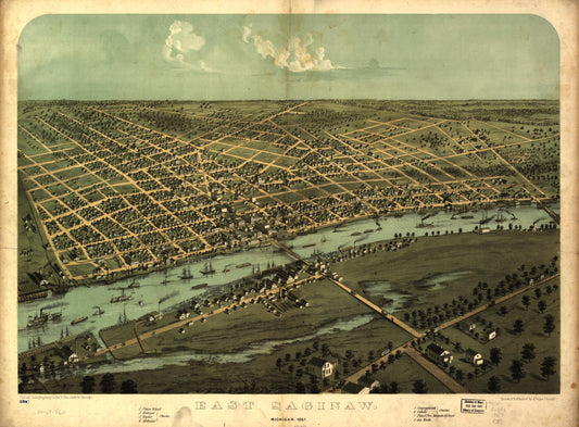 East Saginaw, Michigan, 1867 (1867) – Historic Bird’s-Eye View Panorama Print