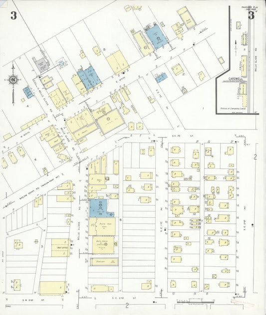 Sanborn Fire Insurance Map from Pahokee, Palm Beach County, Florida (1943), Sheet #0003 - Historic Sanborn Fire Insurance Map Print, vintage old map wall art, antique decor, genealogy gift, Florida Florida map