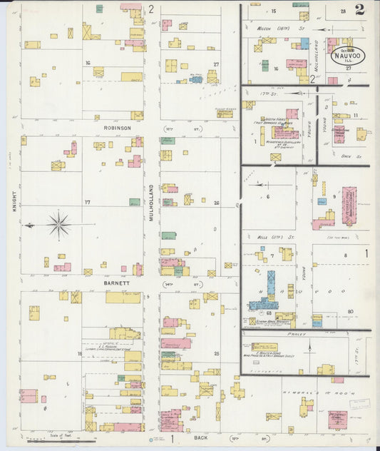 Sanborn Fire Insurance Map from Nauvoo, Hancock County, Illinois (1898), Sheet #0002 - Historic Sanborn Fire Insurance Map Print, vintage old map wall art, antique decor, genealogy gift, Illinois Illinois map
