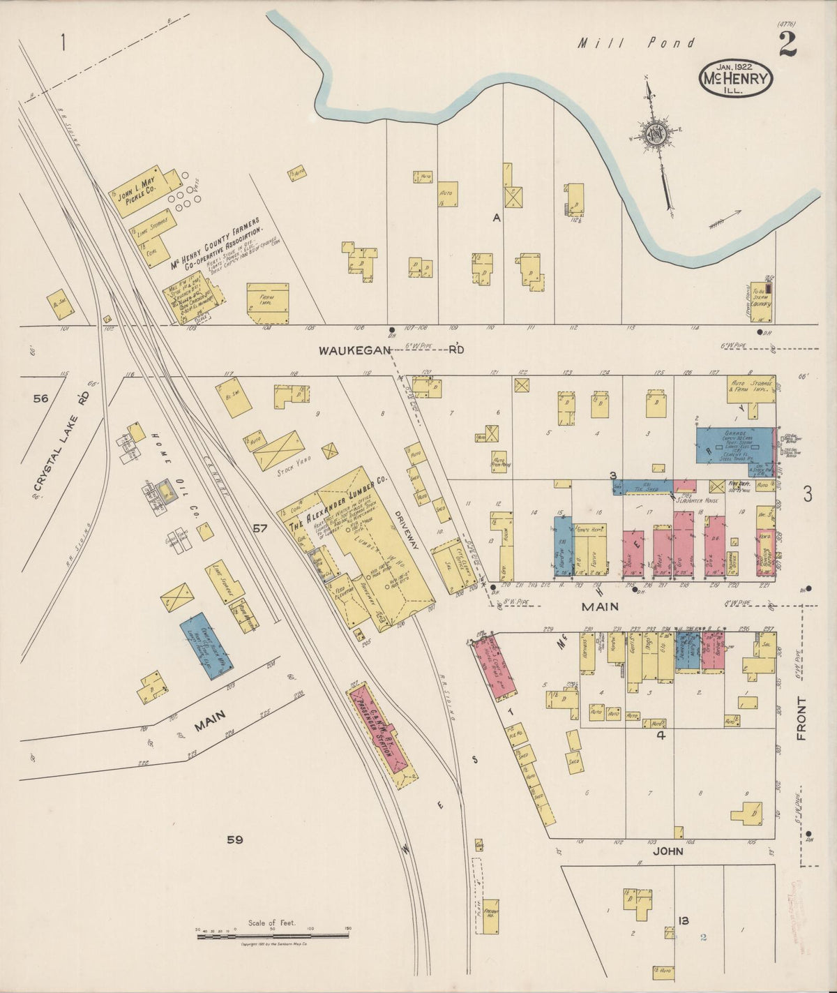 Sanborn Fire Insurance Map from McHenry, McHenry County, Illinois (1922), Sheet #0002 - Complete Map Set gallery image, historic Sanborn map, vintage wall art, Illinois Illinois