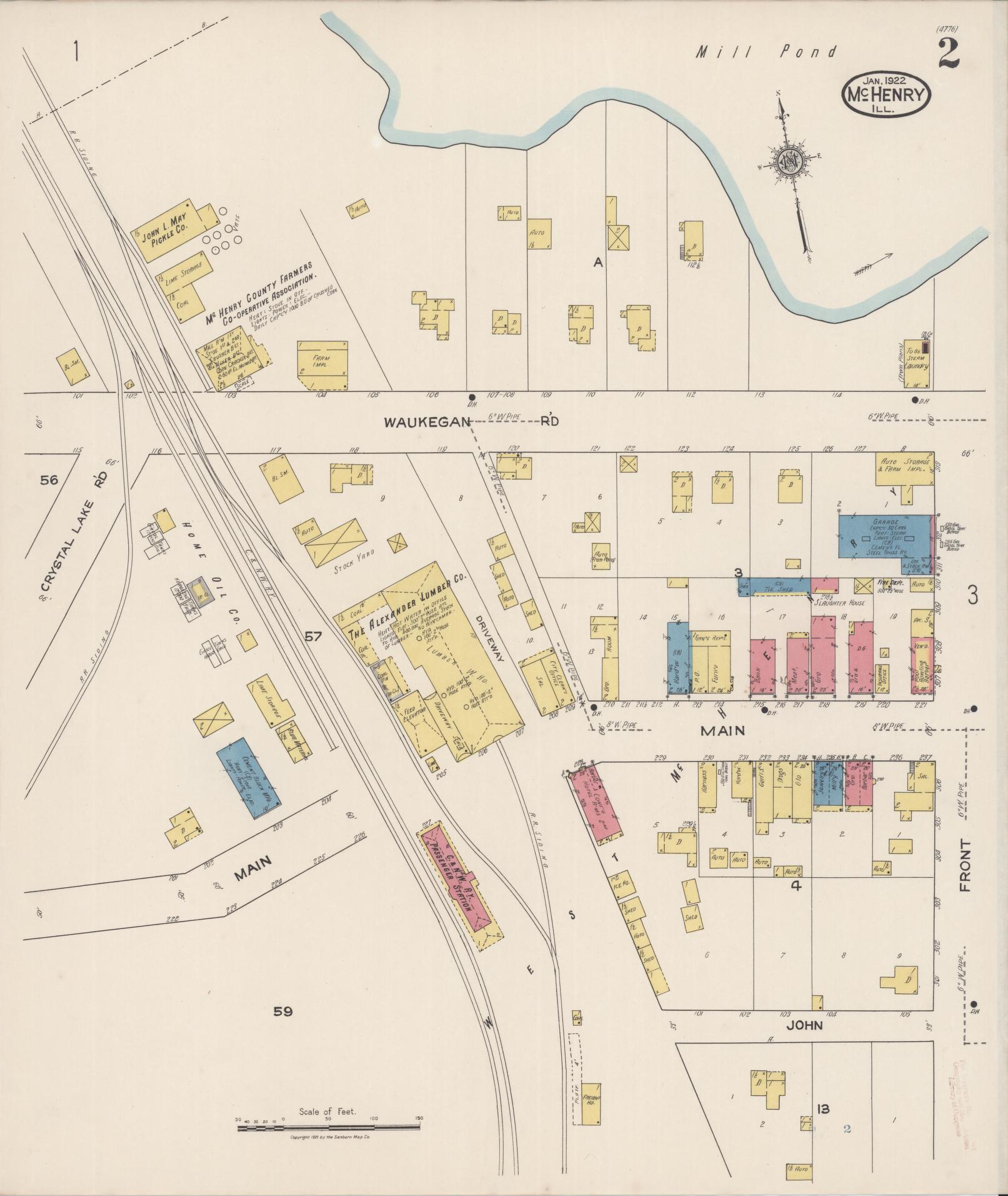 Sanborn Fire Insurance Map from McHenry, McHenry County, Illinois (1922), Sheet #0002 - Complete Map Set gallery image, historic Sanborn map, vintage wall art, Illinois Illinois