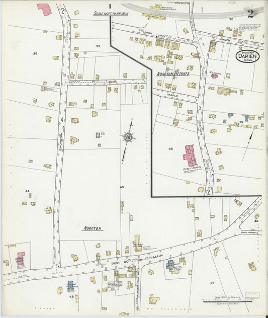 Sanborn Fire Insurance Map from Darien, Fairfield County, Connecticut (1920), Sheet #0002 - Historic Sanborn Fire Insurance Map Print, vintage old map wall art, antique decor, genealogy gift, Connecticut Connecticut map