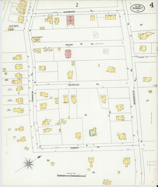 Sanborn Fire Insurance Map from Summit, Union County, New Jersey (1903), Sheet #0004 - Historic Sanborn Fire Insurance Map Print, vintage old map wall art, antique decor, genealogy gift, New Jersey New Jersey map