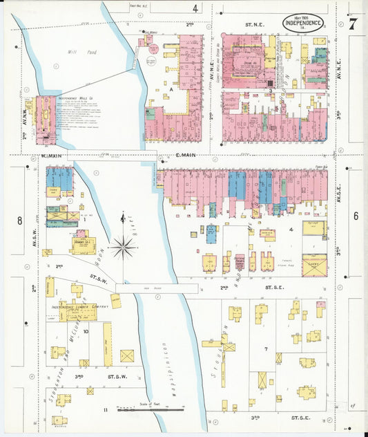 Sanborn Fire Insurance Map from Independence, Buchanan County, Iowa (1905), Sheet #0007 - Historic Sanborn Fire Insurance Map Print, vintage old map wall art