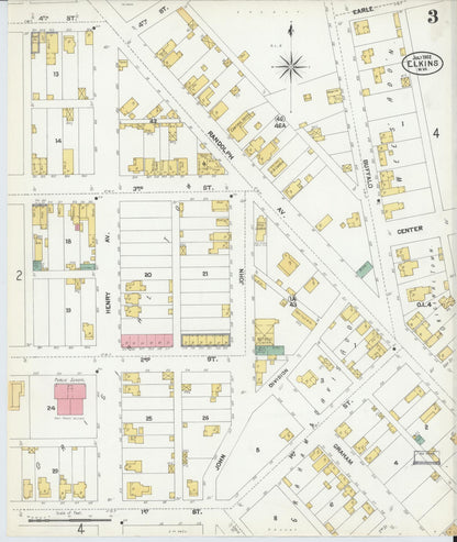 Sanborn Fire Insurance Map from Elkins, Randolph County, West Virginia (1902), Sheet #0003 - Complete Map Set gallery image, historic Sanborn map, vintage wall art, West Virginia West Virginia
